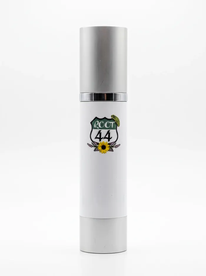 Root 44 Hyaluronic Serum bottle on a plain white background